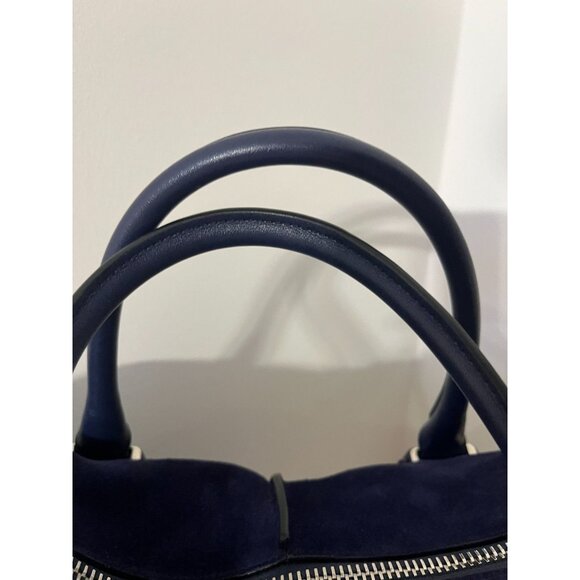 RARE Tod's D-Bag Styling Suede Navy Blue Top Handle Medium Handbag Bauletto - Picture 6 of 13